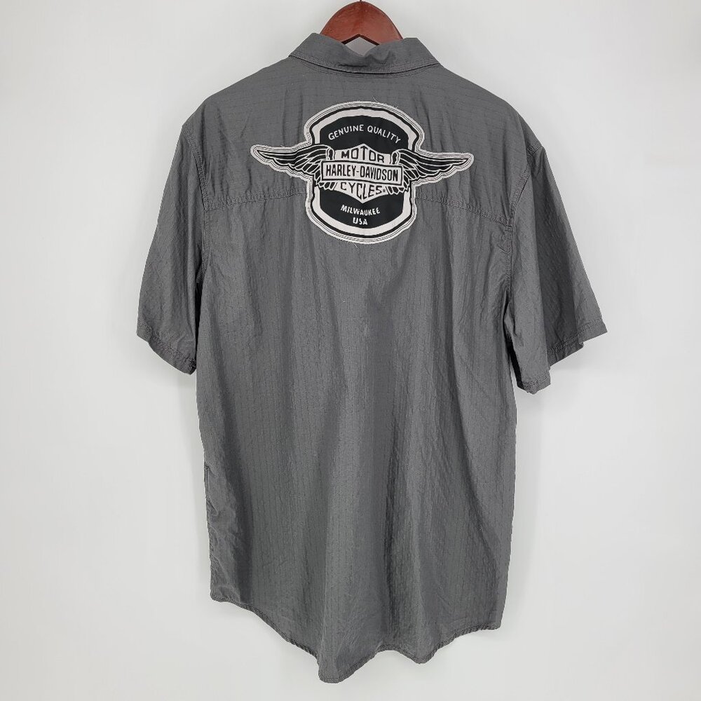Men’s XL Harley-Davidson Button-Down Short-Sleeve Shirt – Winged Logo Back